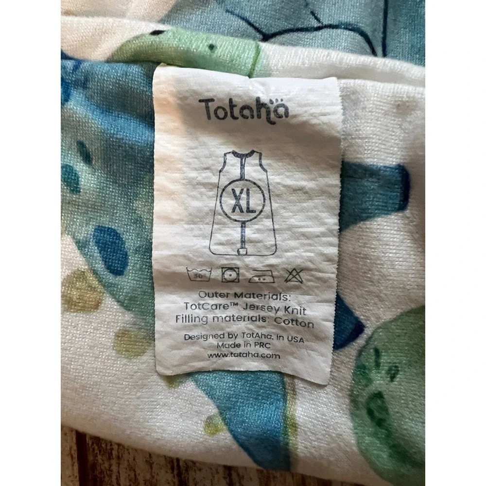 Totaha Sleep Sack XL Blue Green Watercolor Dinosaur Jersey Knit Quilted‎